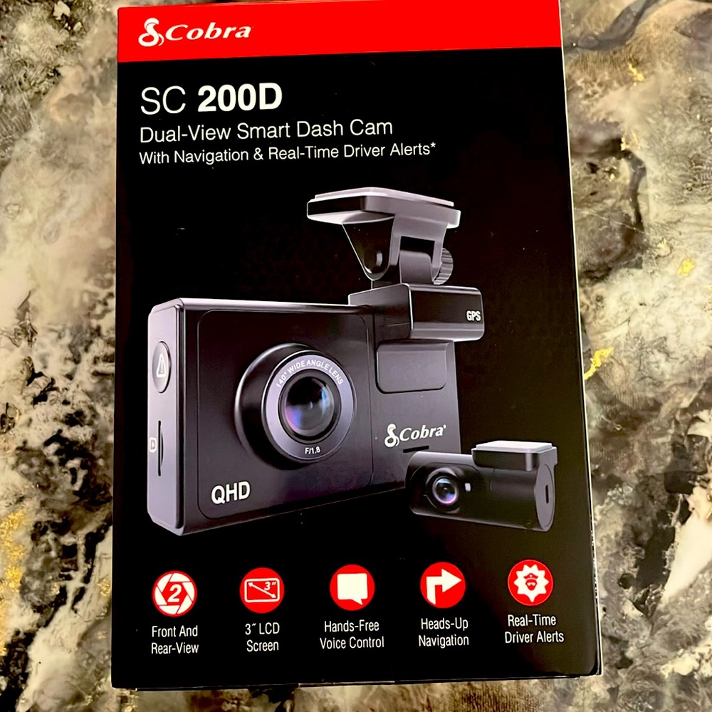 Cobra dual view smart dash cam with navigation & real time driver alerts